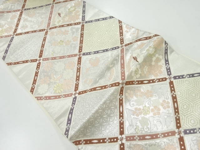 襷に花鳥・宝尽くし模様織出し袋帯